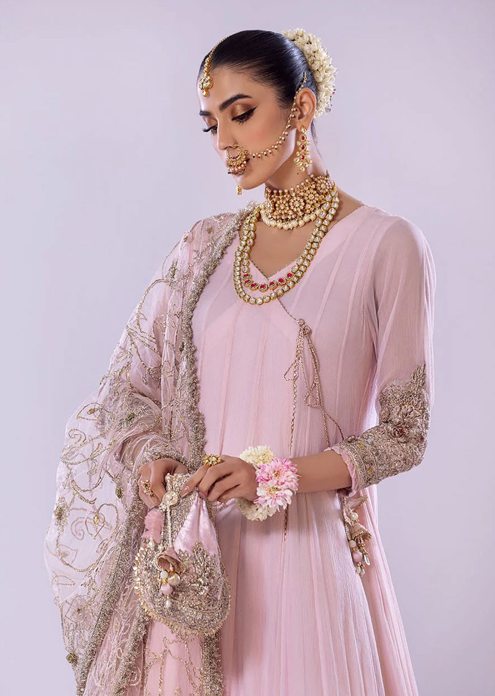 P-256 - Pink - Readymade - Basics by Khuda Baksh Creations 2024 - Memsaab Online