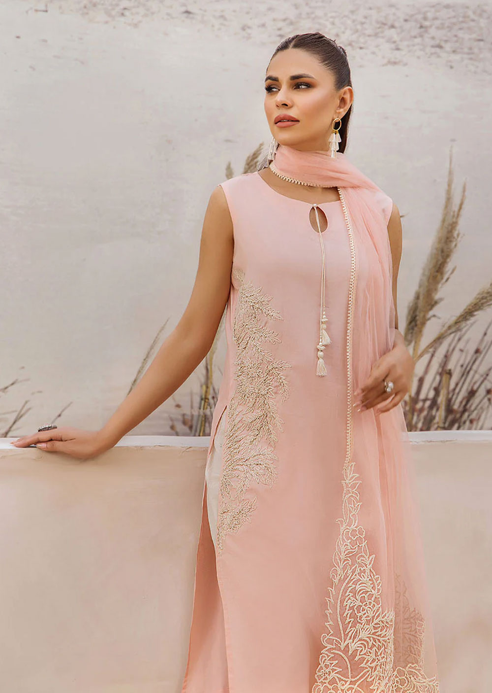 F-148- Pink - Readymade - Basics by Khuda Baksh Creations 2024 - Memsaab Online