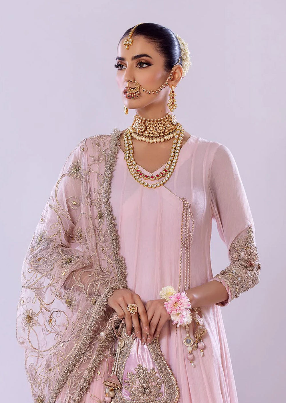 P-256 - Pink - Readymade - Basics by Khuda Baksh Creations 2024 - Memsaab Online