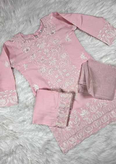 HK300 - Pink - Readymade - Mother & Daughter Linen Outfit 2025 - Memsaab Online