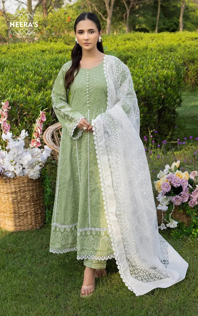 HSS-349- Readymade PISTACHIO FLORAL Heeras Suit - Memsaab Online