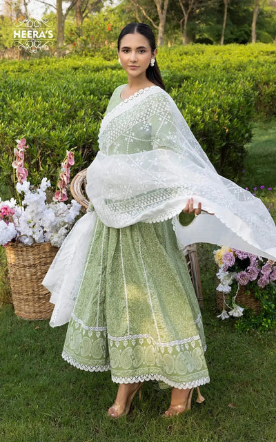 HSS-349- Readymade PISTACHIO FLORAL Heeras Suit - Memsaab Online