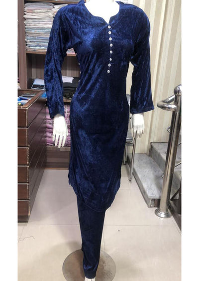BP1203 Navy Readymade 2 piece Velvet Suit - Memsaab Online