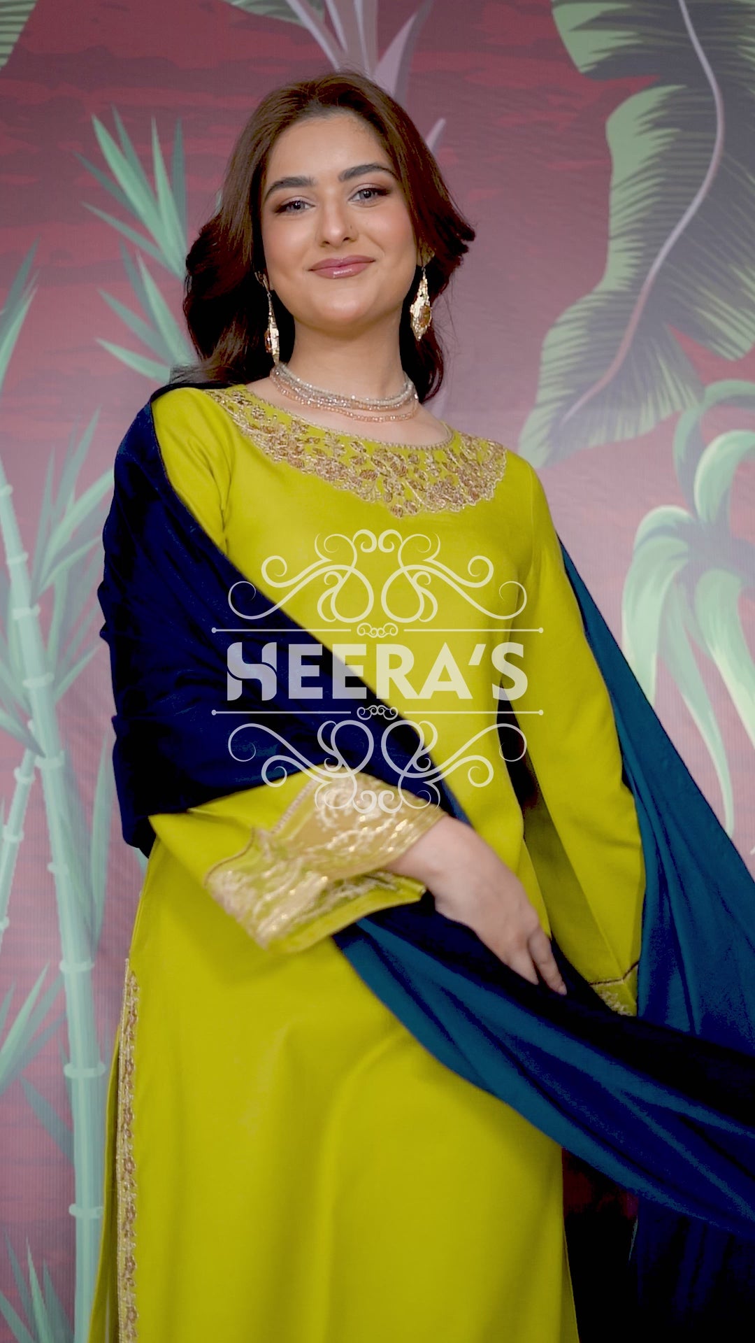 HSS-181 - Readymade - Dhanak Velvet Embroidered suit by Heeras