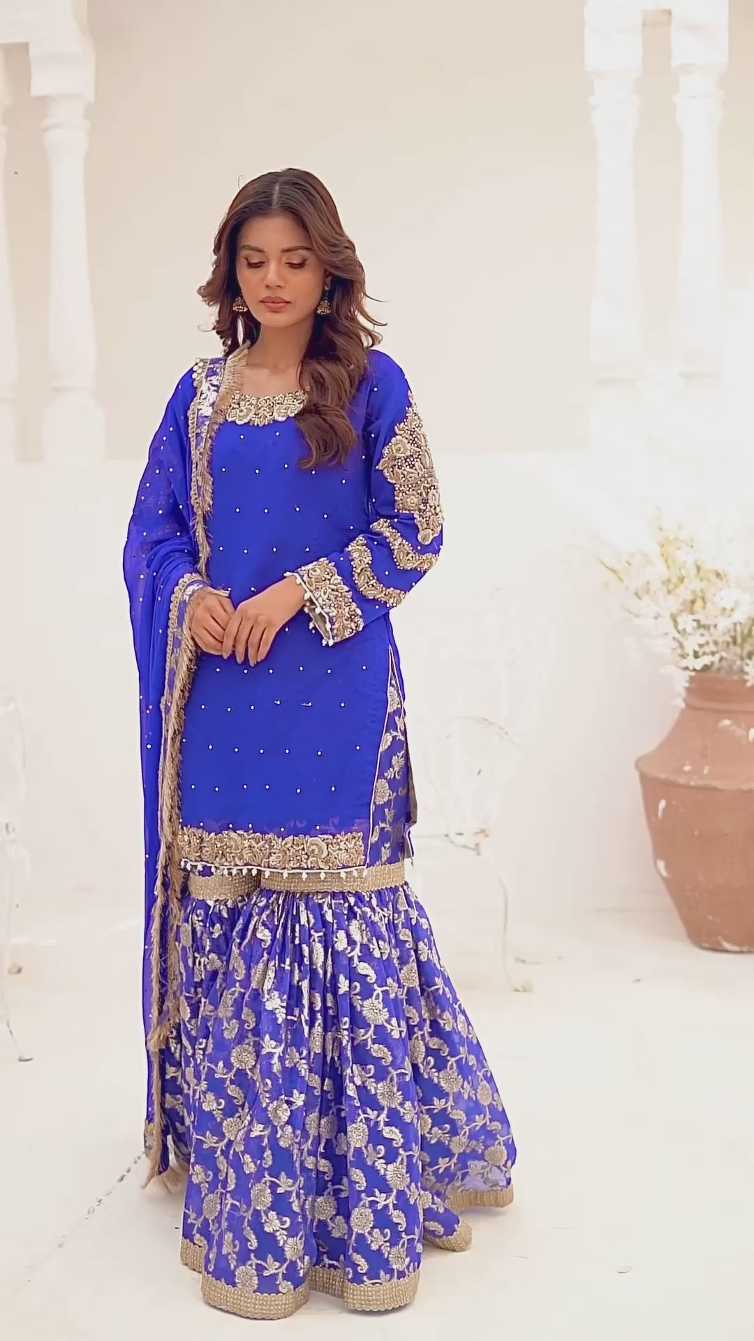 SRB905 Nazzar Blue Ghararah Outfit by Sehrish B