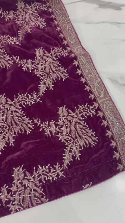 SMV102 Embroidered Velvet Shawl