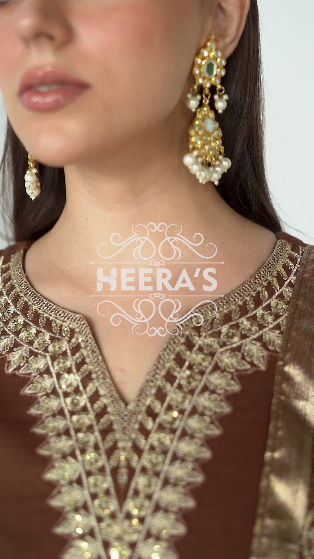 HSS-180 - Readymade - Brown Luxury Delight Embroidered suit by Heeras