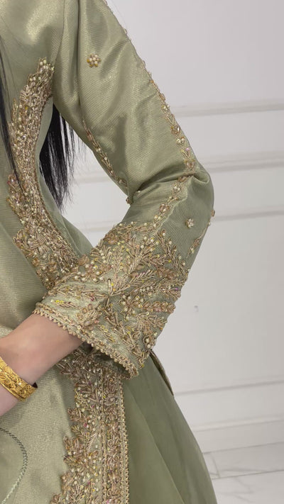 SRB1408 - Saiyaara - Sage Green Sehrish B Designer