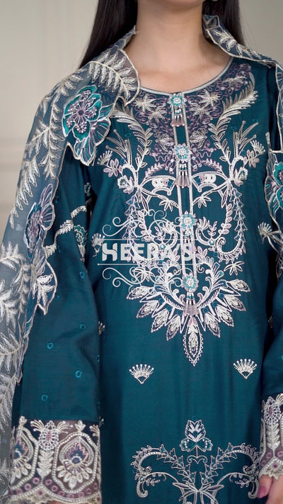 HSS-164 - Readymade - Aura Zink Majestic Embroidery suit by Heeras