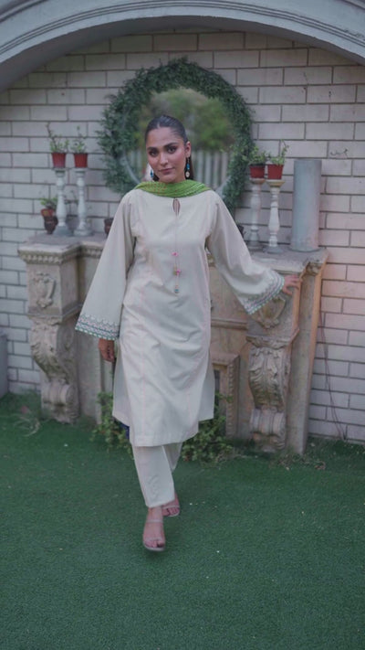 F-151- Offwhite - Readymade - Basics by Khuda Baksh Creations 2024