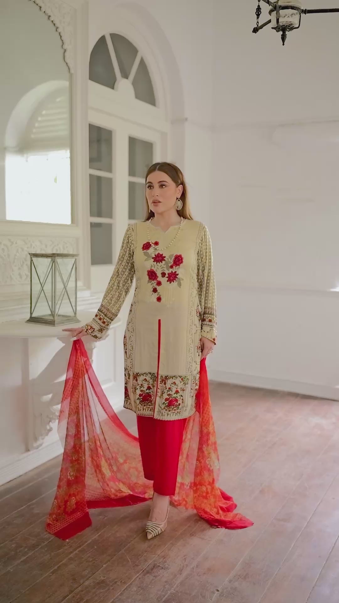 AMT4803 - Gold Readymade Lawn Suit