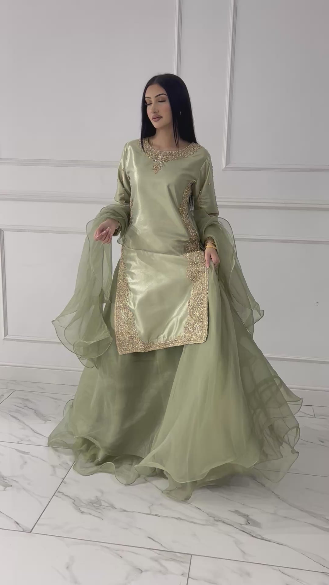 SRB1408 - Saiyaara - Sage Green Sehrish B Designer
