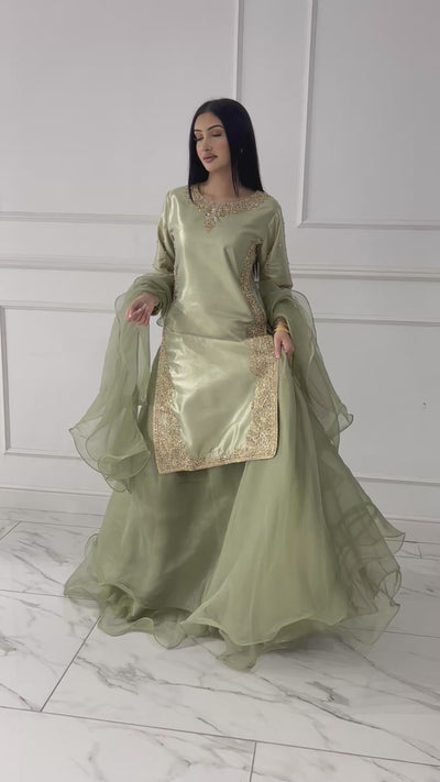 SRB1408 - Saiyaara - Sage Green Sehrish B Designer