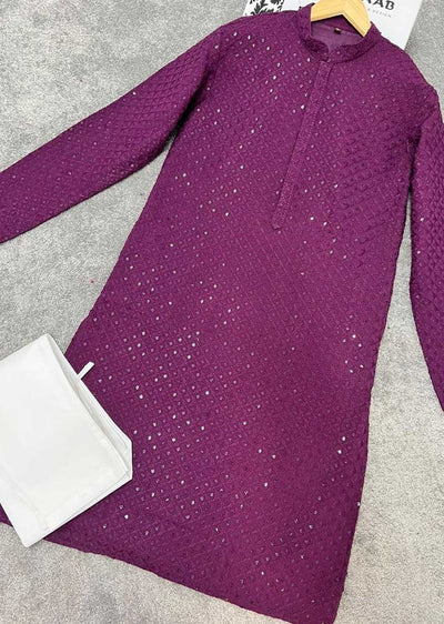 WTH15001 Purple Mens Kurta Pajama Set - Memsaab Online