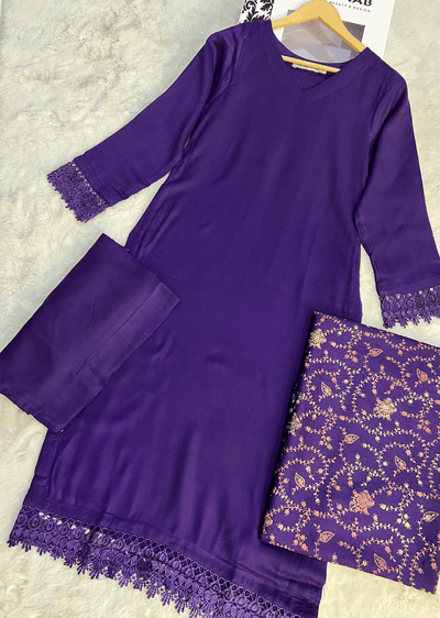 SMR3112- Purple wool winter suit Suit - Memsaab Online