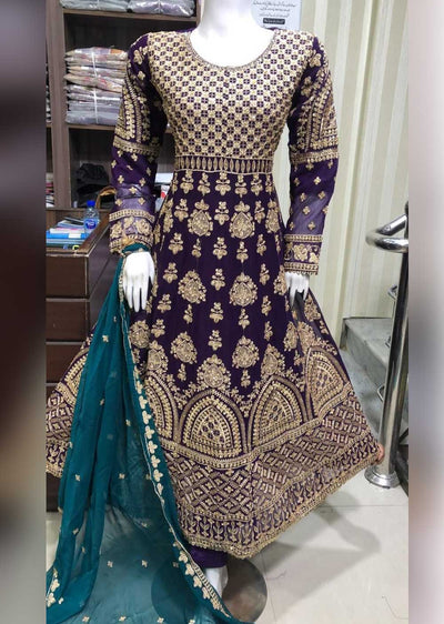SHAZ6556 Purple Readymade Chiffon Dress - Memsaab Online
