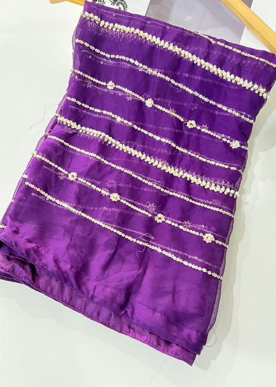 SMR701 - Ziva Purple chiffon Wedding Duppatta - Memsaab Online