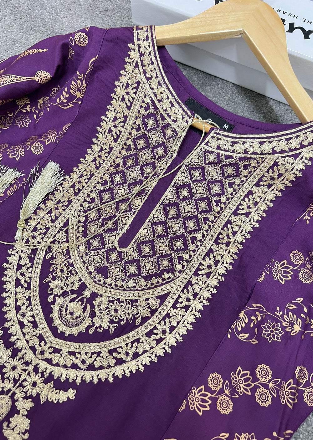 HK181 Bekhud Readymade Purple Linen Mother & Daughter Suit - Memsaab Online