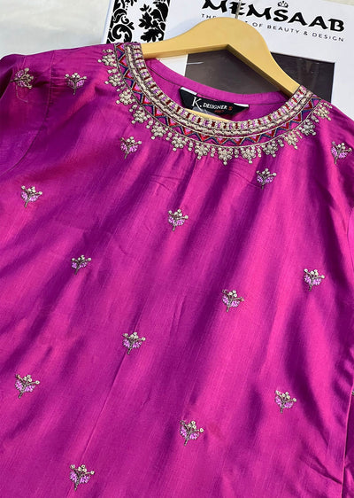 Mystery Suit Purple Readymade 2 Piece Linen Co-ord - Memsaab Online
