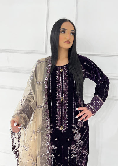 UJK-03 - Purple - Readymade - Florine Velvet Suit 2025 - Memsaab Online