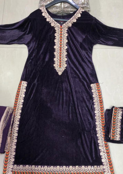 BP1204 Purple Readymade Velvet Suit - Memsaab Online
