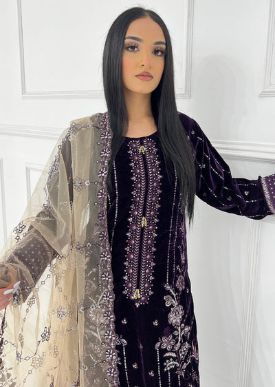 UJK-03 - Purple - Readymade - Florine Velvet Suit 2025 - Memsaab Online