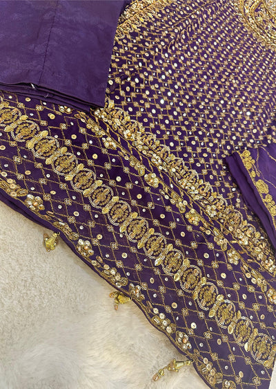 SLM608 Haseen - Readymade Purple Chiffon Outfit - Memsaab Online