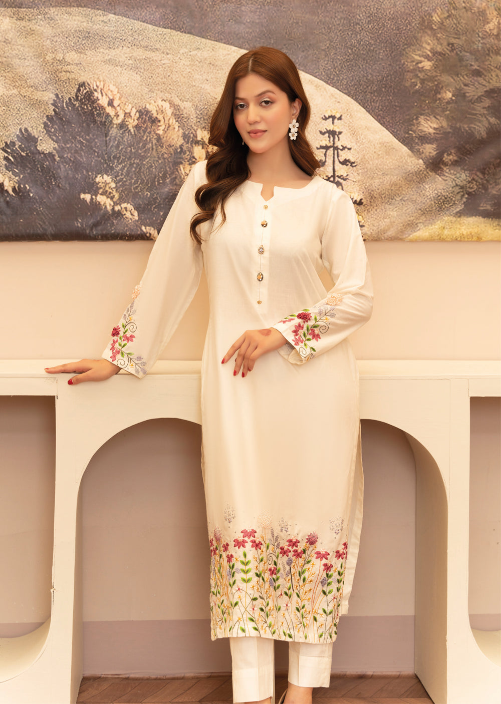 MSBMT-19 - Ravena - White - Readymade Outfit - 2 Piece Suit 2025 - Memsaab Online