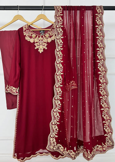 SRB1303 - Wafa - Maroon - Sehrish.B Designer - Memsaab Online