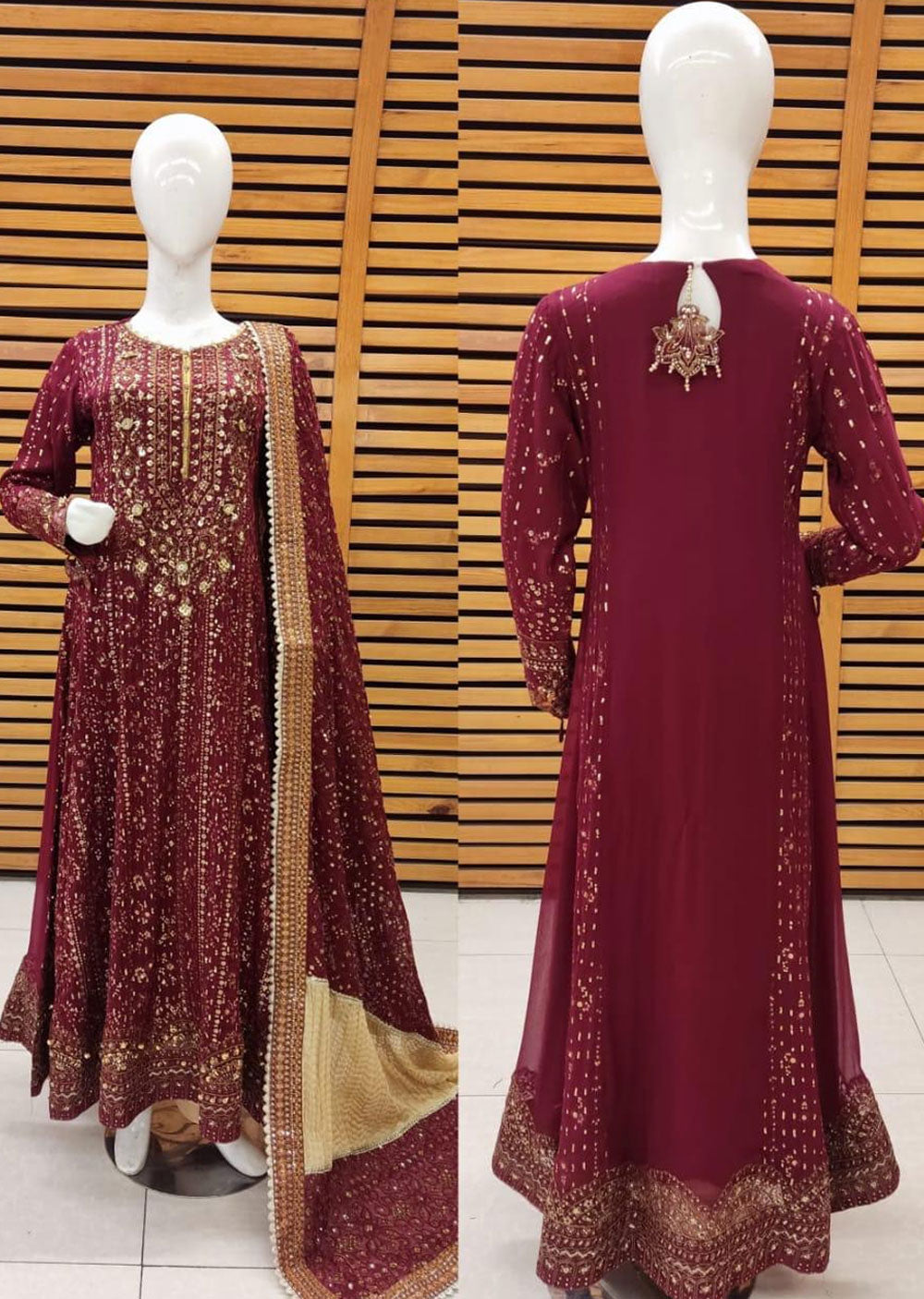 AL-3864 Readymade Maroon Ally's Dress - Memsaab Online