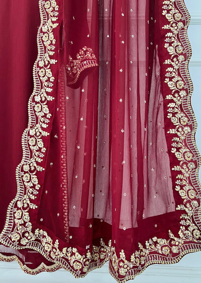 SRB1303 - Wafa - Maroon - Sehrish.B Designer - Memsaab Online