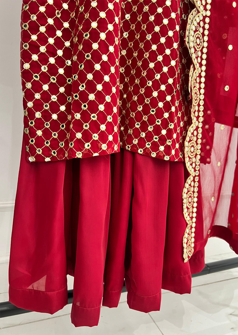 SMR3101 Rose - Maroon Readymade Chiffon Suit - Memsaab Online