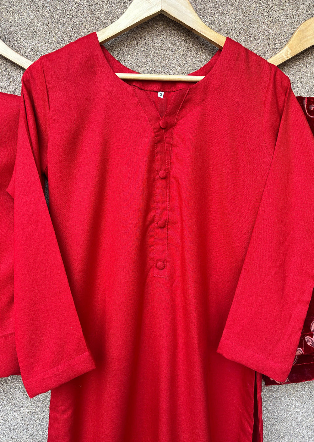 ASBC-01 - Red - Readymade Dhanak with Palachi Shawl Suit - Memsaab Online