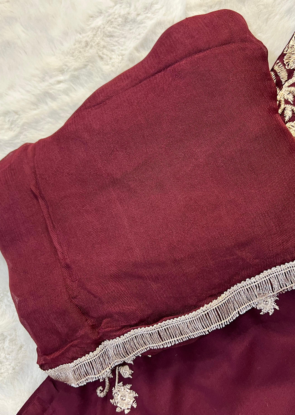 HK271 Jabeen - Maroon Linen Oufit - Memsaab Online