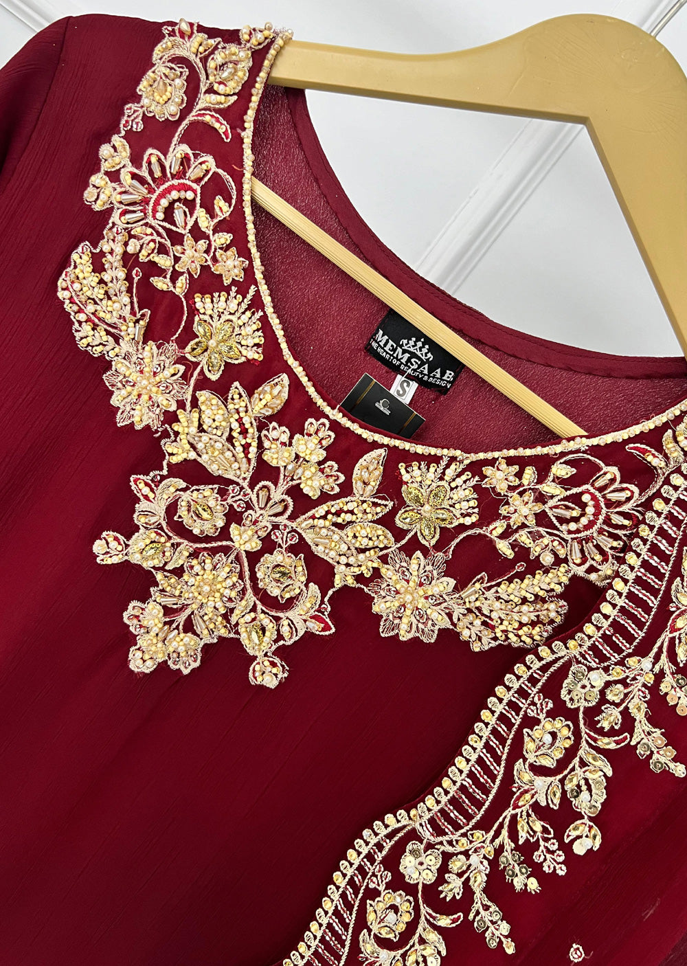 SRB1303 - Wafa - Maroon - Sehrish.B Designer - Memsaab Online