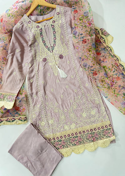 RGZ1401 Readymade Lilac Linen suit - Memsaab Online