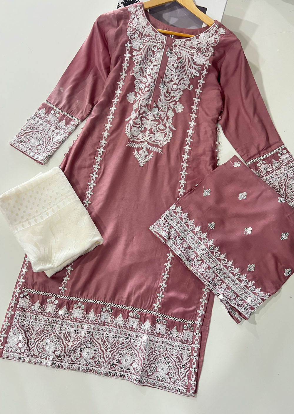 RGZ1403 Readymade Pink Linen suit - Memsaab Online