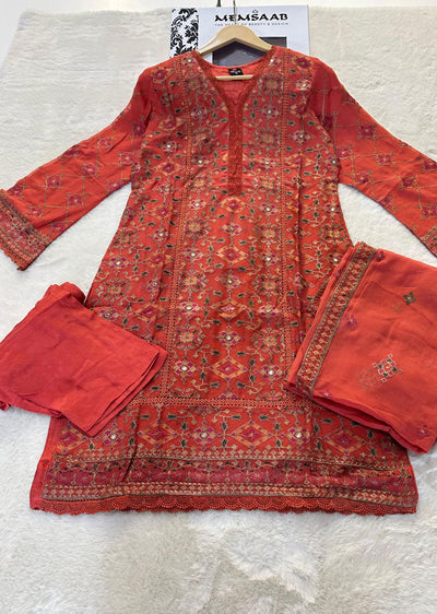 WA-360-J - Rust Readymade - Ramsha Suit 2024 - Memsaab Online