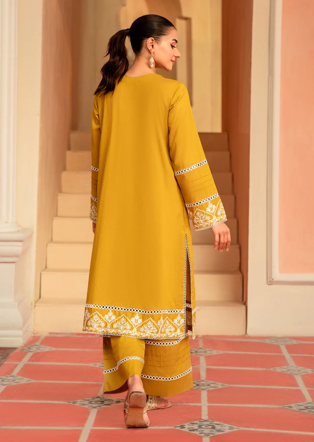 Saffron Readymade 3 Piece Cotton Lawn Suit - Memsaab Online