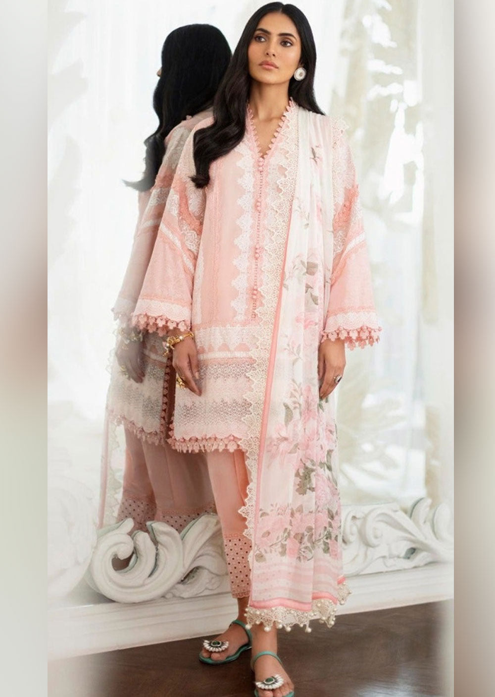 SFF-08 - Unstitched - Sana Safinaz Inspired Lawn Suit 2023 - Memsaab Online