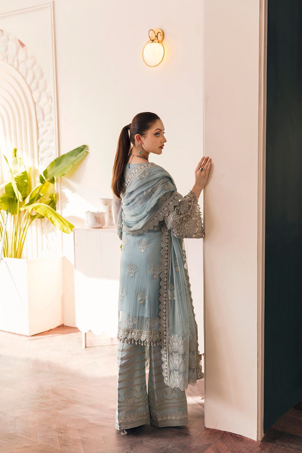 FLS03- Serene Cerulean Readymade Flossie Suit - Memsaab Online