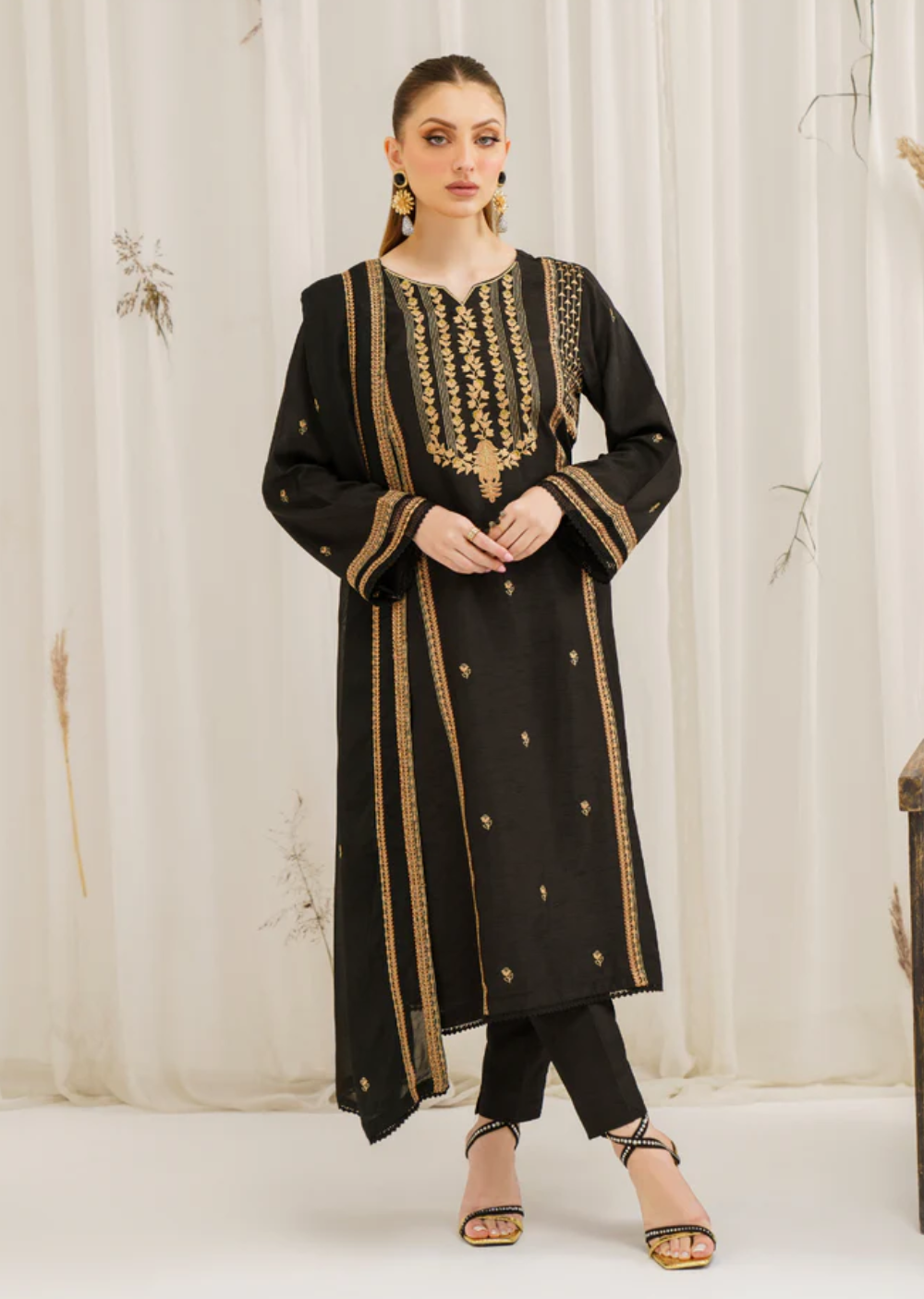 Shahrnaz - Readymade 3 Piece Cotton Suit - Memsaab Online