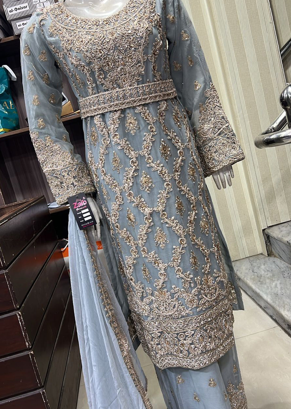 Shaz1900 - Readymade Chiffon Belt Suit - Memsaab Online
