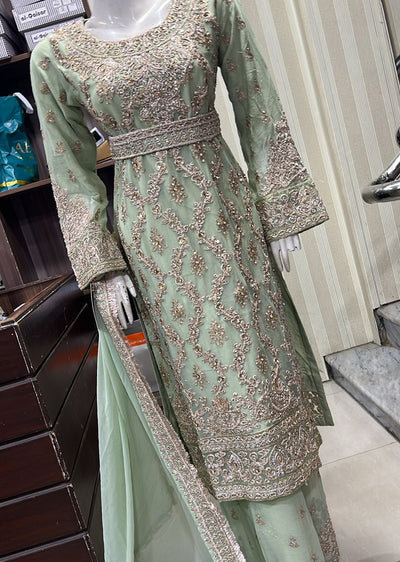 Shaz1900 - Readymade Chiffon Belt Suit - Memsaab Online