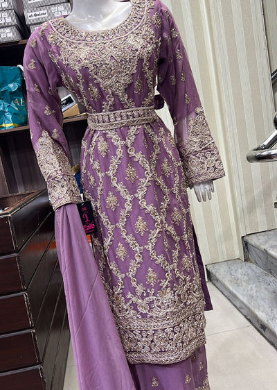 Shaz1900 - Readymade Chiffon Belt Suit - Memsaab Online