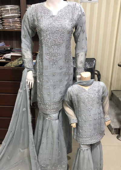 SHAZ6564 Grey Readymade Mother & Daughter Dress - Memsaab Online