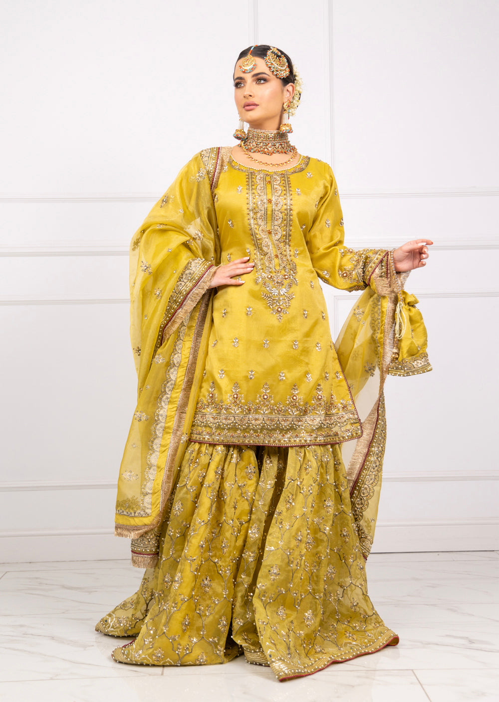 SRB1302 - Natasha - Mehndi Green - Sehrish.B Designer - Memsaab Online