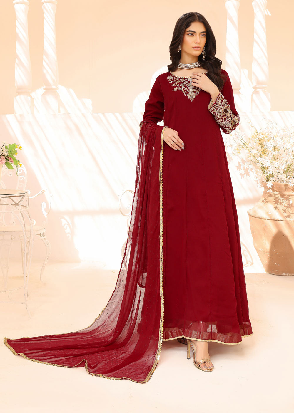 SRB902 Lareza Maroon Maxi by Sehrish B - Memsaab Online