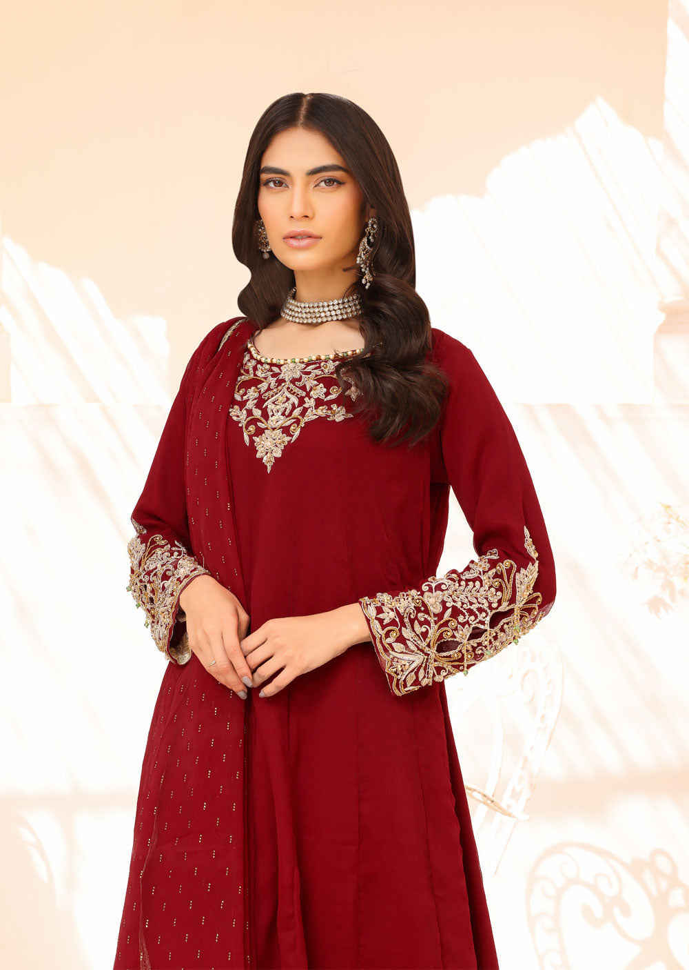 SRB902 Lareza Maroon Maxi by Sehrish B - Memsaab Online