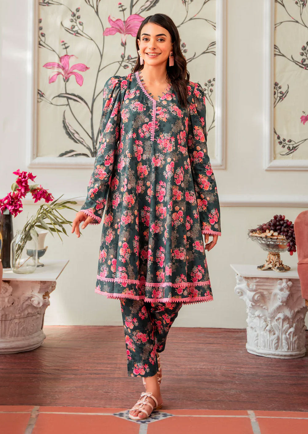 Summer Chic Readymade 2 Piece Cotton Lawn Suit - Memsaab Online